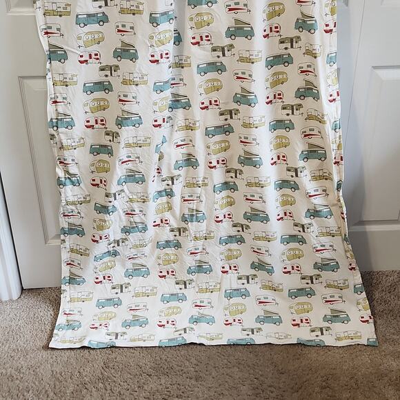 Curtain With Vintage Camper Print Trailers Camping RV Farmhouse Road Trip 73X42 - Picture 2 of 7